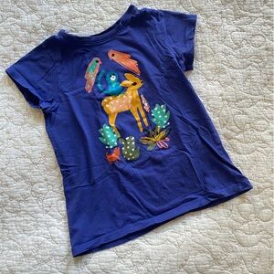 Tea Collection Blue Frida Kahlo Animal Graphic Tee - Cosmic Blue, Size 7